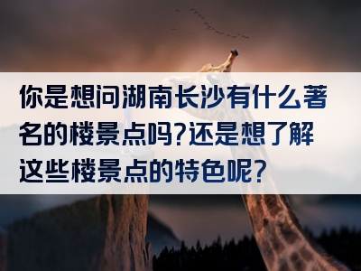 你是想问湖南长沙有什么著名的楼景点吗？还是想了解这些楼景点的特色呢？