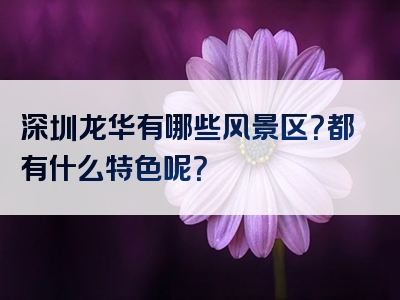 深圳龙华有哪些风景区？都有什么特色呢？