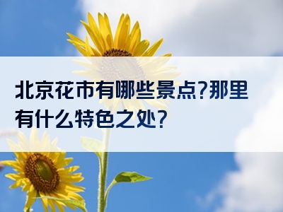 北京花市有哪些景点？那里有什么特色之处？