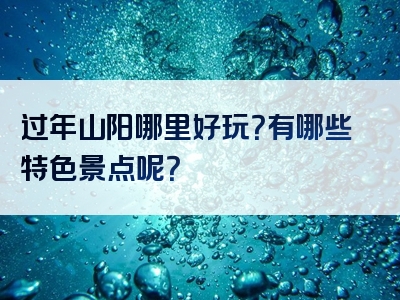 过年山阳哪里好玩？有哪些特色景点呢？