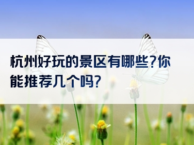 杭州好玩的景区有哪些？你能推荐几个吗？