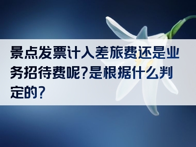 景点发票计入差旅费还是业务招待费呢？是根据什么判定的？