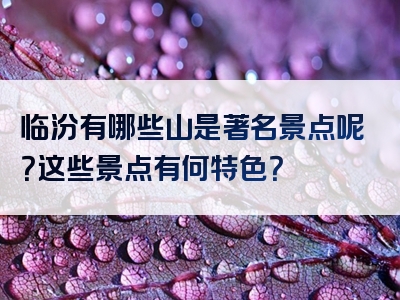 临汾有哪些山是著名景点呢？这些景点有何特色？