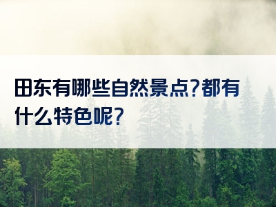 田东有哪些自然景点？都有什么特色呢？