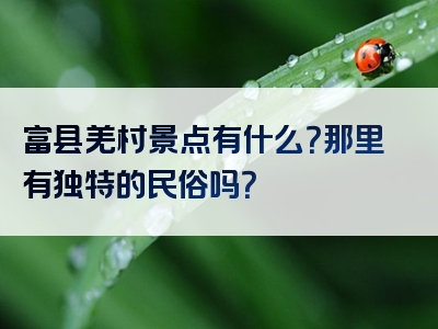 富县羌村景点有什么？那里有独特的民俗吗？