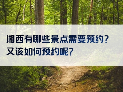 湘西有哪些景点需要预约？又该如何预约呢？