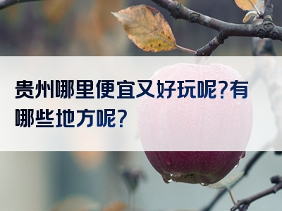 贵州哪里便宜又好玩呢？有哪些地方呢？
