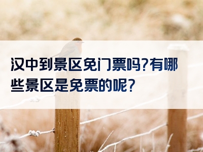 汉中到景区免门票吗？有哪些景区是免票的呢？