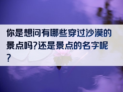你是想问有哪些穿过沙漠的景点吗？还是景点的名字呢？
