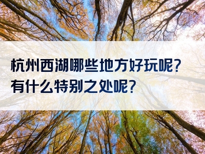 杭州西湖哪些地方好玩呢？有什么特别之处呢？