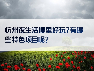 杭州夜生活哪里好玩？有哪些特色项目呢？