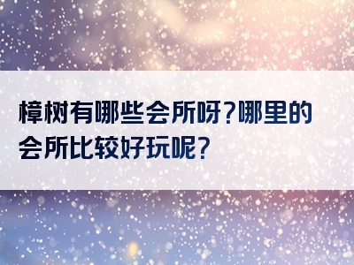 樟树有哪些会所呀？哪里的会所比较好玩呢？