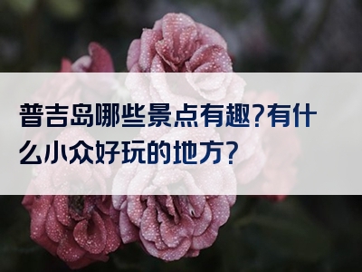 普吉岛哪些景点有趣？有什么小众好玩的地方？