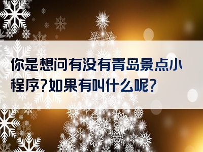你是想问有没有青岛景点小程序？如果有叫什么呢？