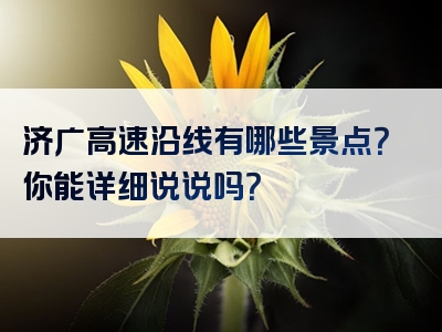 济广高速沿线有哪些景点？你能详细说说吗？