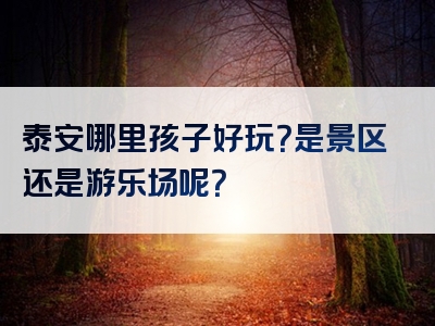 泰安哪里孩子好玩？是景区还是游乐场呢？