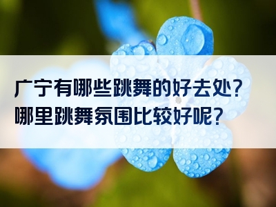 广宁有哪些跳舞的好去处？哪里跳舞氛围比较好呢？