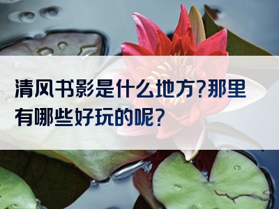 清风书影是什么地方？那里有哪些好玩的呢？