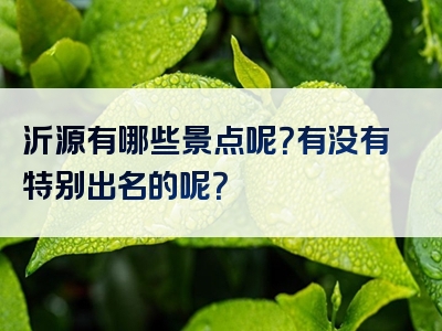 沂源有哪些景点呢？有没有特别出名的呢？