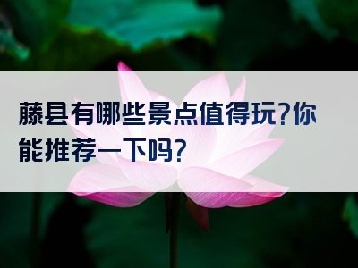 藤县有哪些景点值得玩？你能推荐一下吗？
