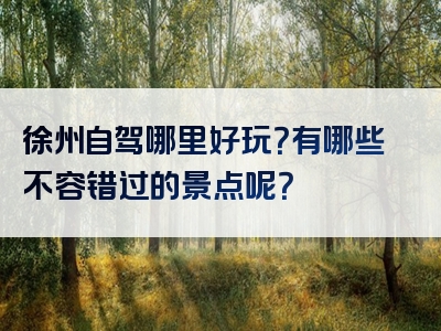 徐州自驾哪里好玩？有哪些不容错过的景点呢？