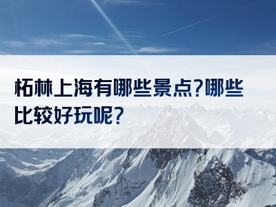 柘林上海有哪些景点？哪些比较好玩呢？
