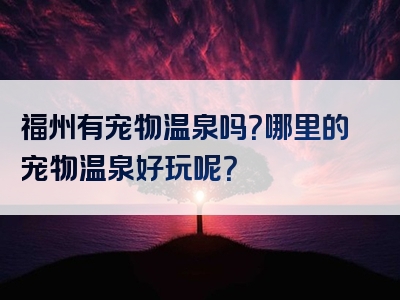 福州有宠物温泉吗？哪里的宠物温泉好玩呢？