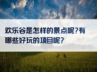 欢乐谷是怎样的景点呢？有哪些好玩的项目呢？