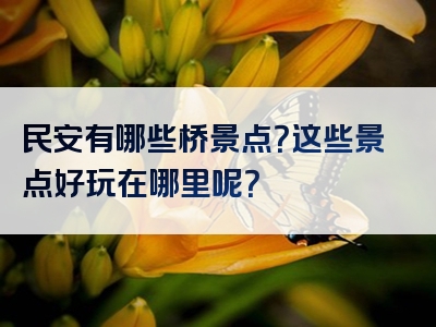 民安有哪些桥景点？这些景点好玩在哪里呢？
