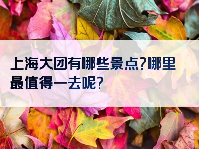 上海大团有哪些景点？哪里最值得一去呢？