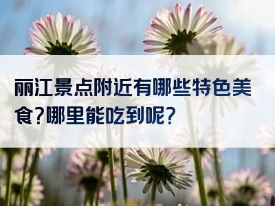 丽江景点附近有哪些特色美食？哪里能吃到呢？